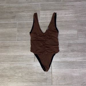 Kittenish Brown One-Piece Swimsuit